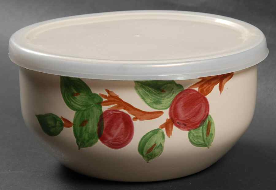 Apple (China,  Apple Backstamp) Bowl-Metal 5 3/4" with Plastic Lid by Franciscan-1