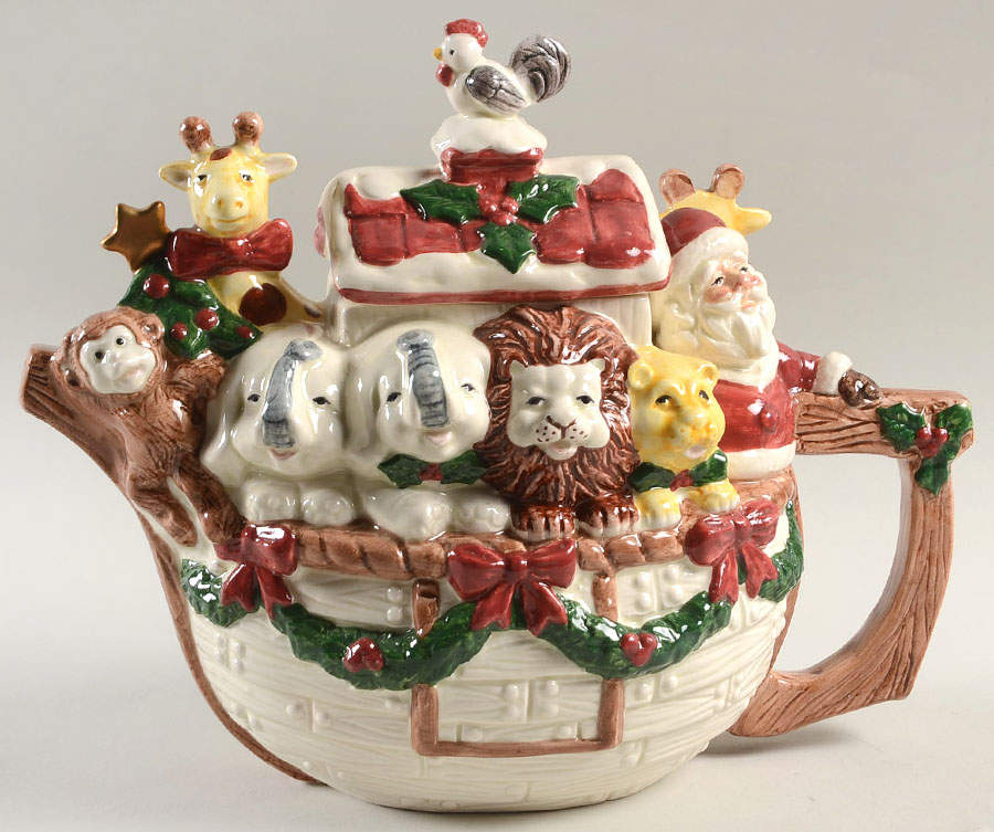 Noah's Ark Santa Figural Teapot & Lid by Fitz & Floyd-1