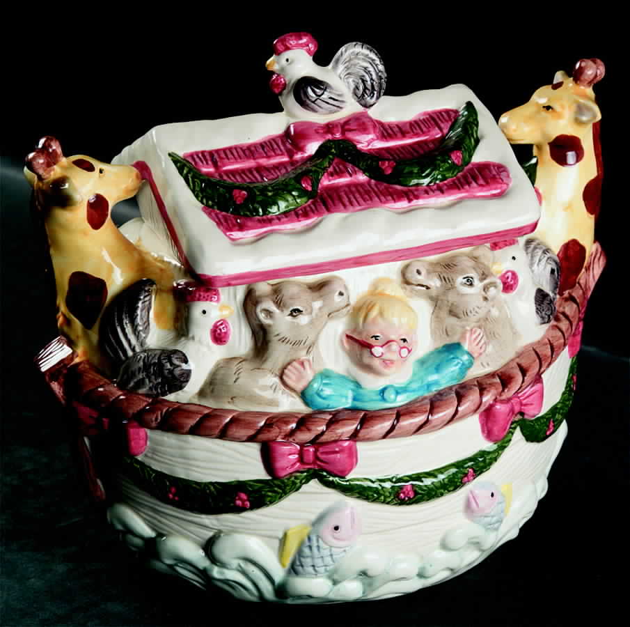 Noah's Ark Santa Cookie Jar & Lid by Fitz & Floyd-1