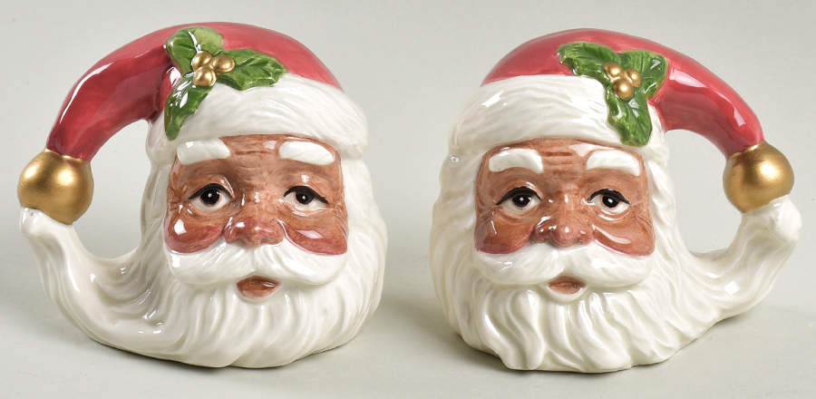 African American Santa Salt & Pepper Set by Fitz & Floyd-1