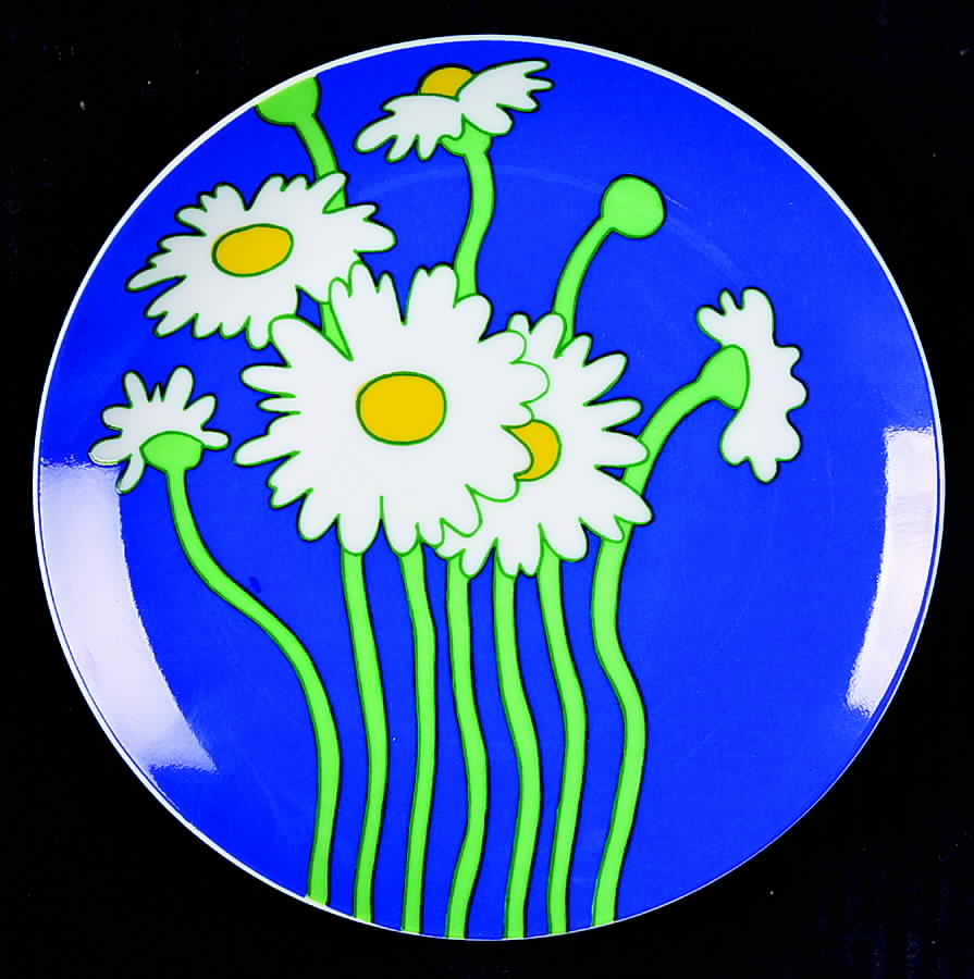 Variations Flowers on Blue Salad Plate by Fitz & Floyd-1