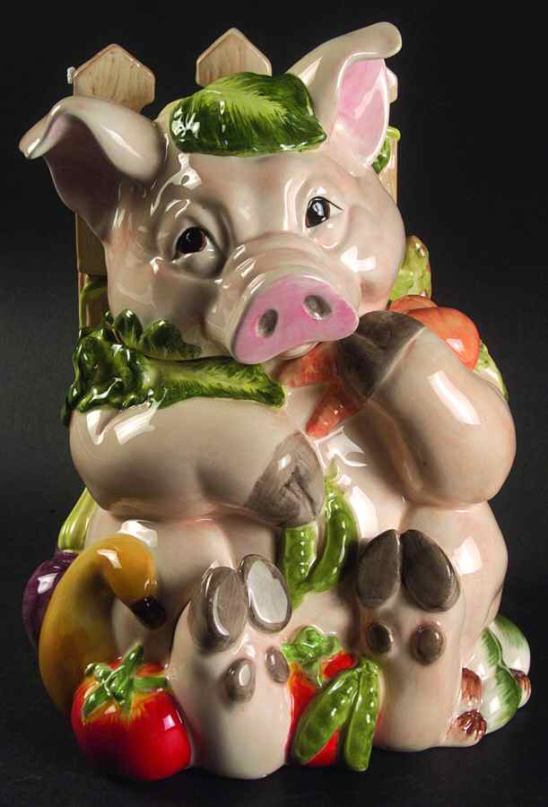Percy the Pig Cookie Jar & Lid by Fitz & Floyd-1
