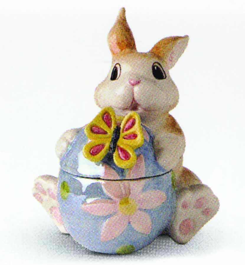 Painting Easter Eggs Figural Trinket Box & Lid by Fitz & Floyd-1