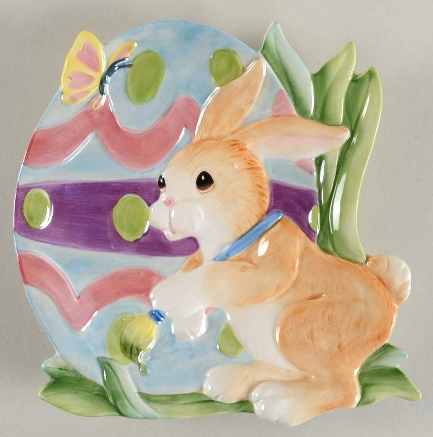 Painting Easter Eggs Canape Plate by Fitz & Floyd-1