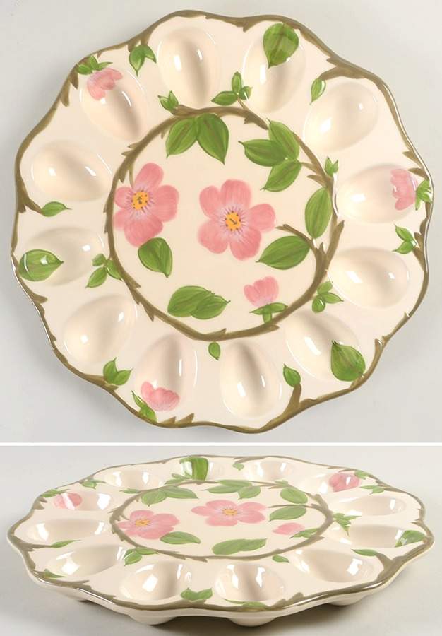 Desert Rose (China) Sculpted Deviled Egg Plate by Franciscan-1