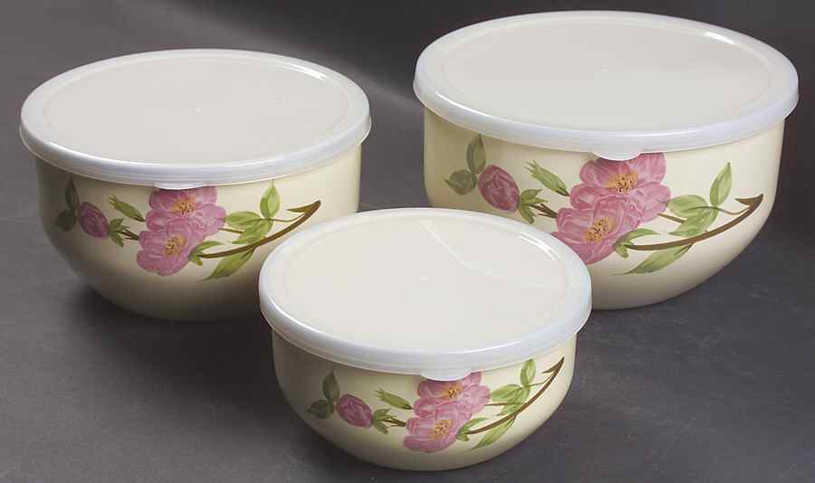 Desert Rose (China) 3 Pc Metal Bowl & Plastic Lid (5 3/4", 7", 7 3/4") by Franciscan-1
