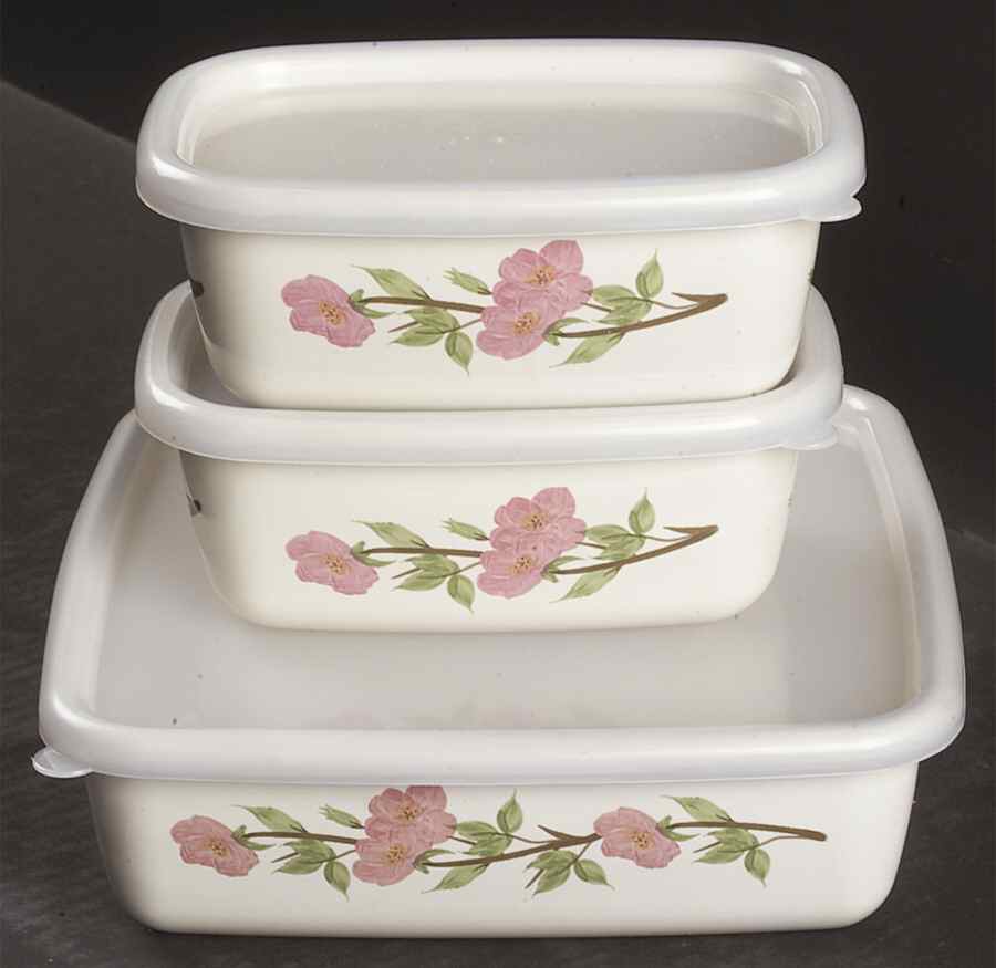 Desert Rose (China) Metal Baker with Plastic Lid - Set of 3 by Franciscan-1