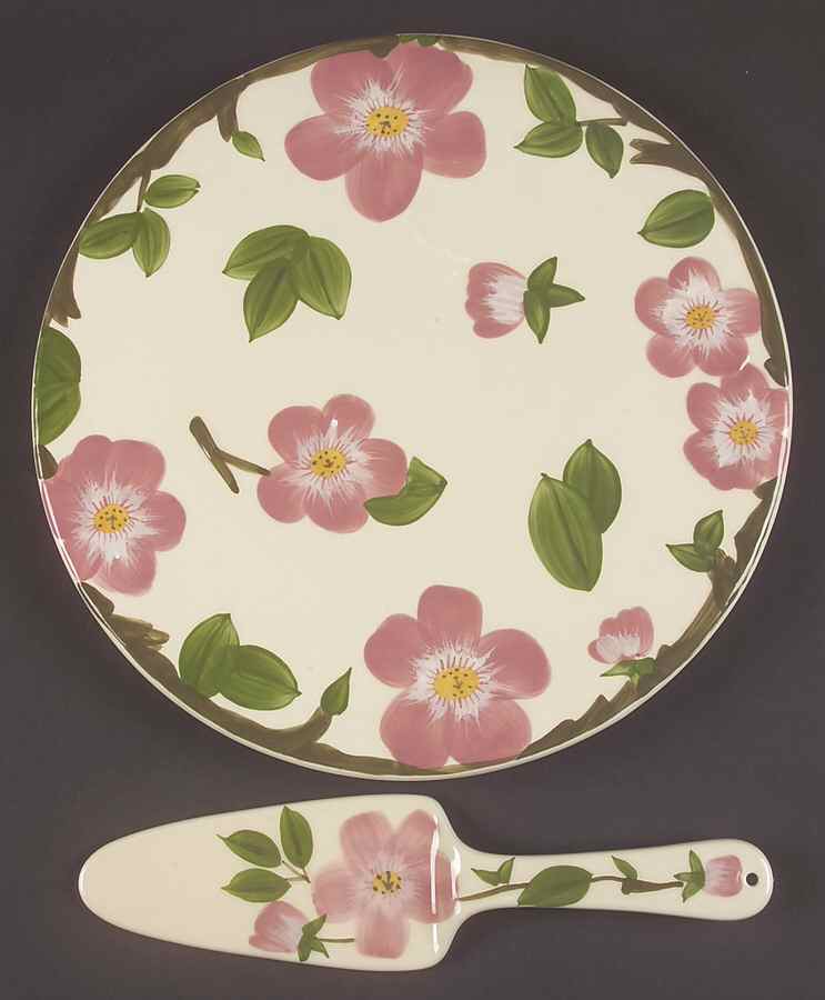 Desert Rose (China) Cake Plate and Server (Boxed Set) by Franciscan-1