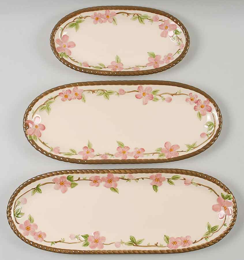 Desert Rose (China) Bread Tray - Set of 3 (16",14" & 10") by Franciscan-1