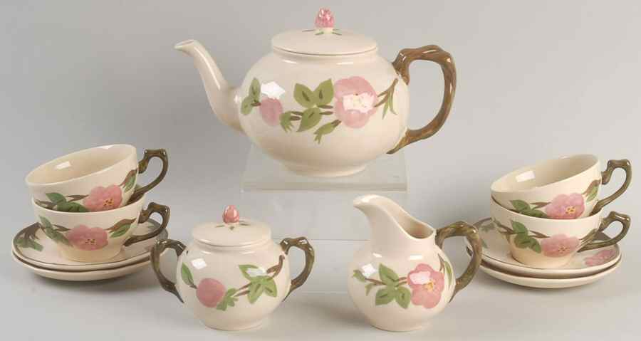 Desert Rose (China) (13 Pc) Tea Set (TP, CR, SU, 4 CSFL) by Franciscan-1