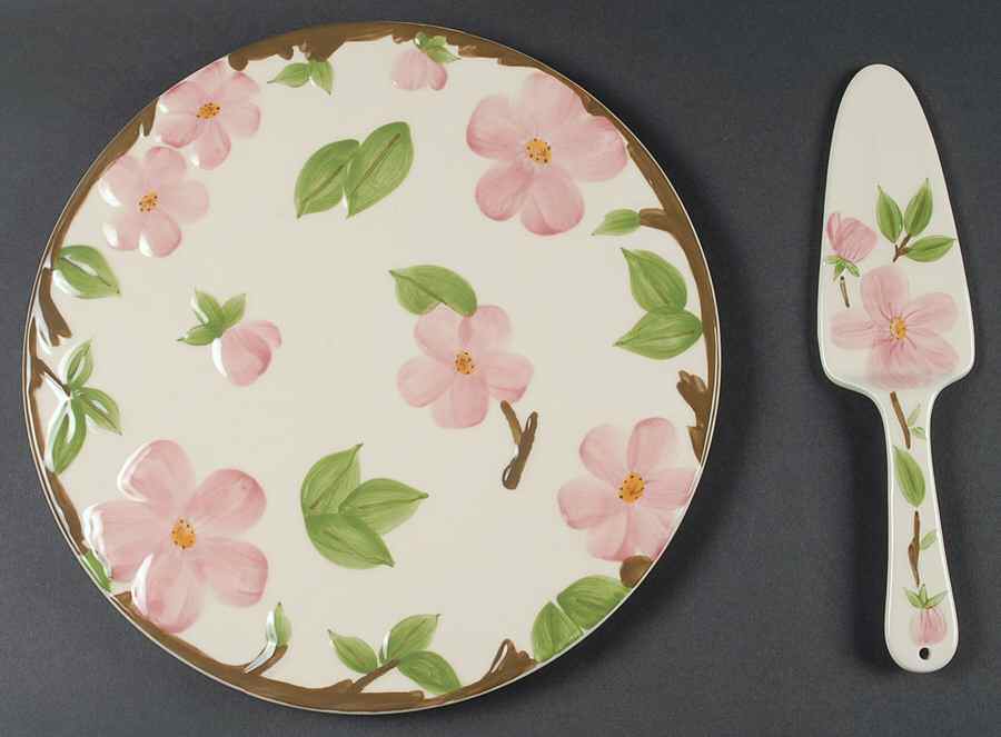 Desert Rose (China) Cake Plate & Server Set (No Box) by Franciscan-1
