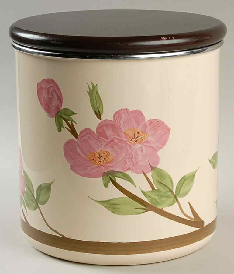 Desert Rose (China) Large Metal Canister & Wood Lid by Franciscan-1