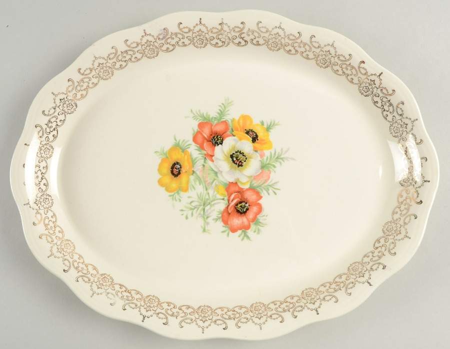 Golden Poppy 13" Oval Serving Platter by French Saxon-1