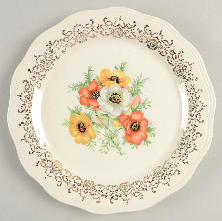 Golden Poppy Luncheon Plate by French Saxon-1