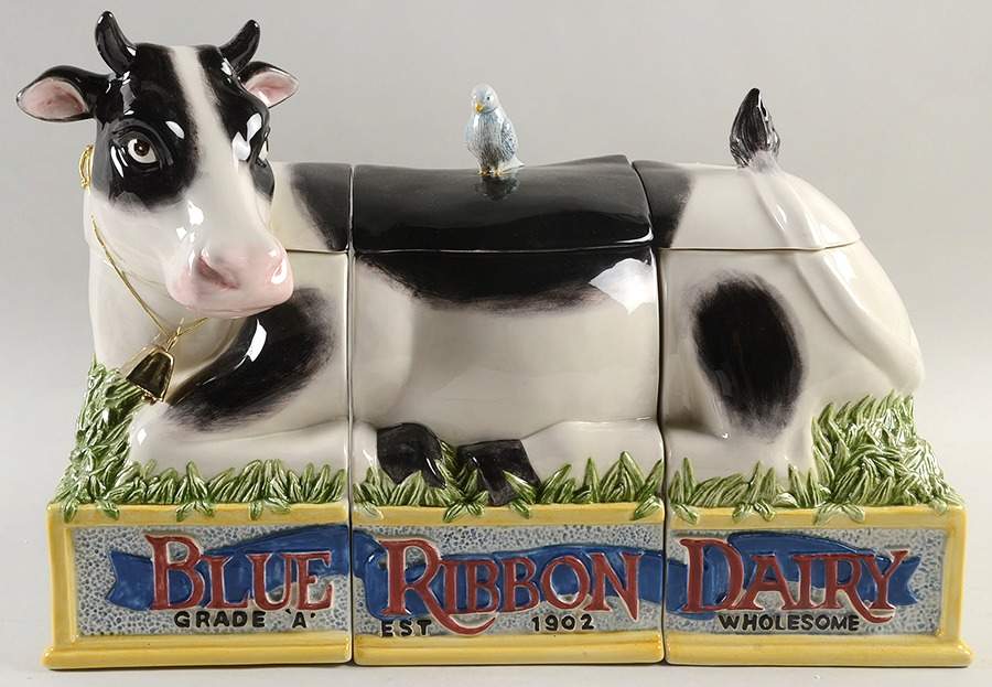 Blue Ribbon Dairy Figural Canister - Set of 3 by Fitz & Floyd-1