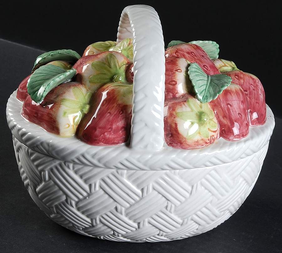 Fruit Fair Strawberry Figural Candy Box & Lid by Fitz & Floyd-1