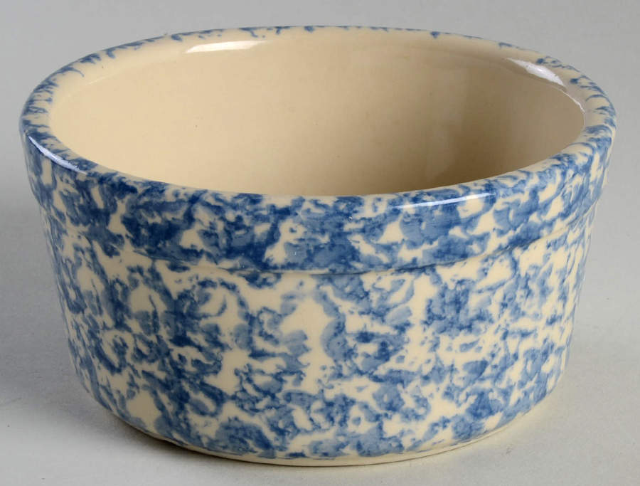 Blue Sponged Small Open Crock by Friendship-1