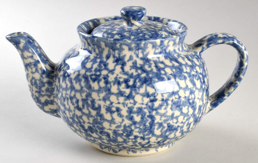 Blue Sponged Teapot & Lid by Friendship-1
