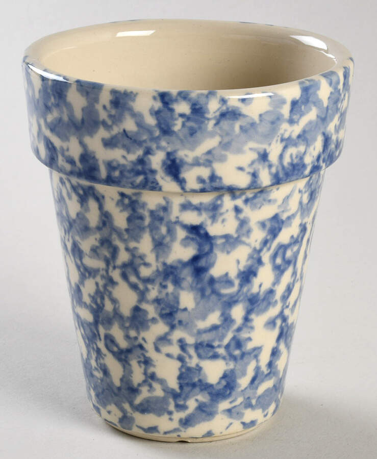 Blue Sponged 4" Flower Pot by Friendship-1