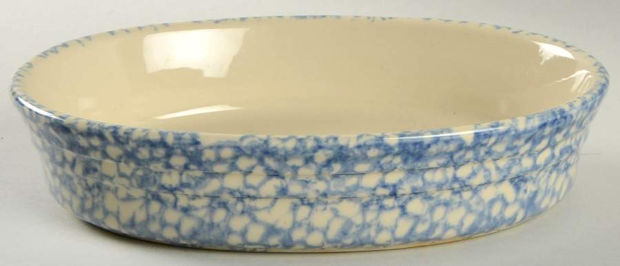 Blue Sponged 9" Oval Baker by Friendship-1