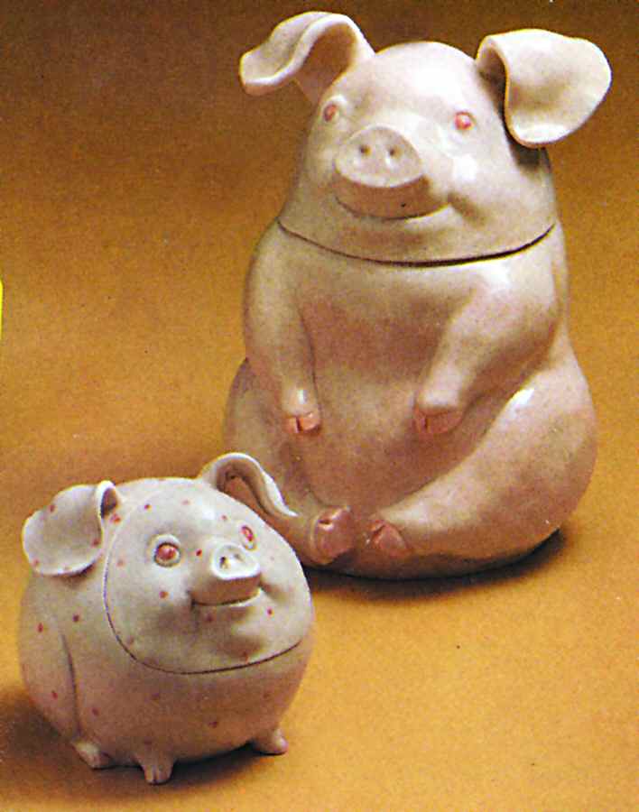 Speckled Pig Cookie Jar & Lid by Fitz & Floyd-1