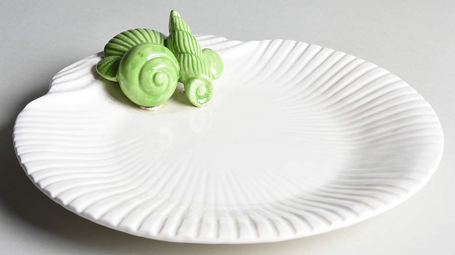 Fish (Ivory and White Backgrounds) Shell Shaped Dish by Fitz & Floyd-1