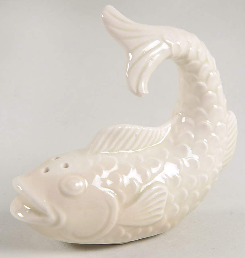Fish (Ivory and White Backgrounds) Figural Pepper Shaker by Fitz & Floyd-1