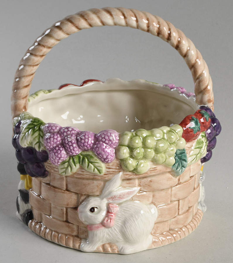 Bountiful Bunnies Figural Basket with Handle by Fitz & Floyd-1
