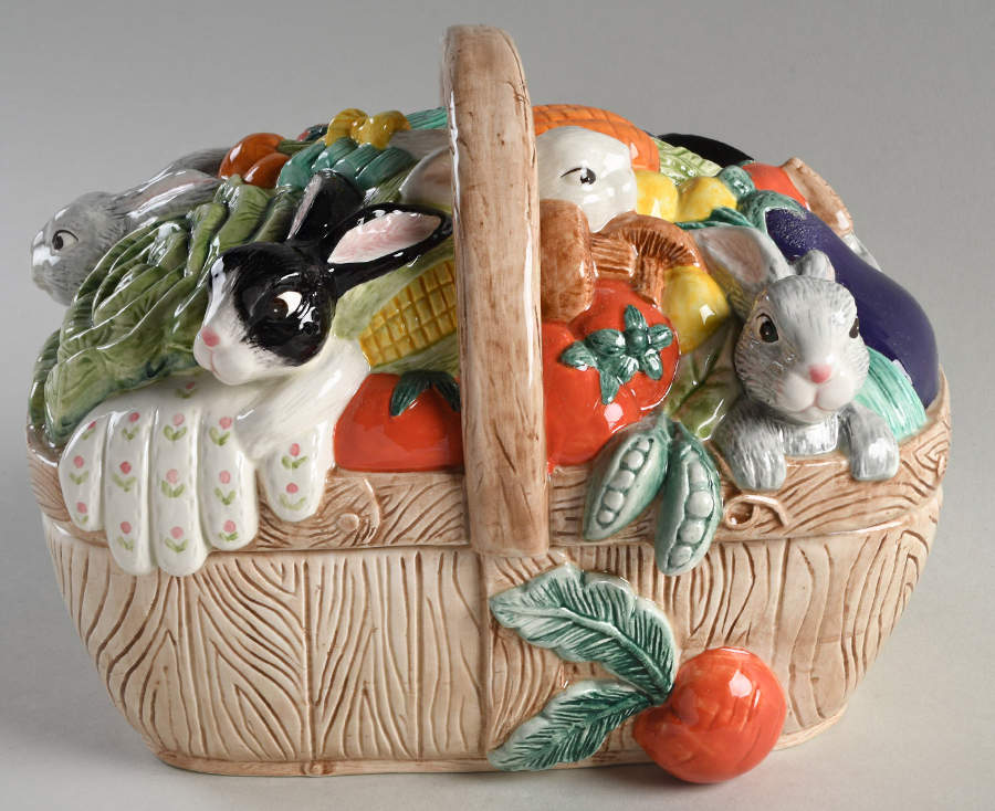 Bountiful Bunnies Figural Cookie Jar & Lid by Fitz & Floyd-1