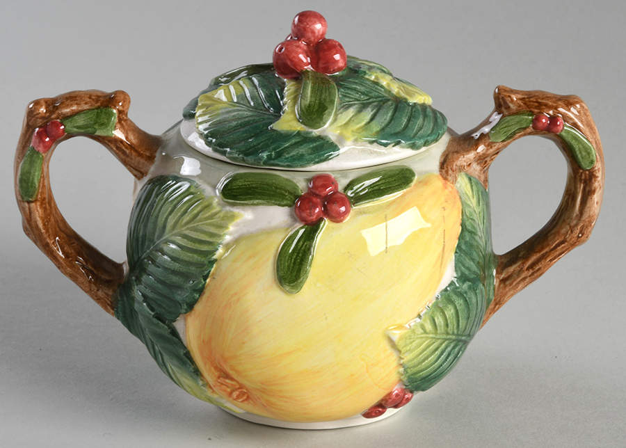 Holiday Pear Sugar Bowl & Lid by Fitz & Floyd-1