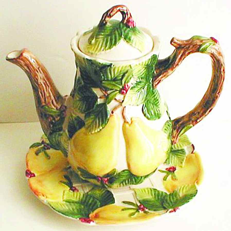 Holiday Pear Coffee Pot & Lid by Fitz & Floyd-1