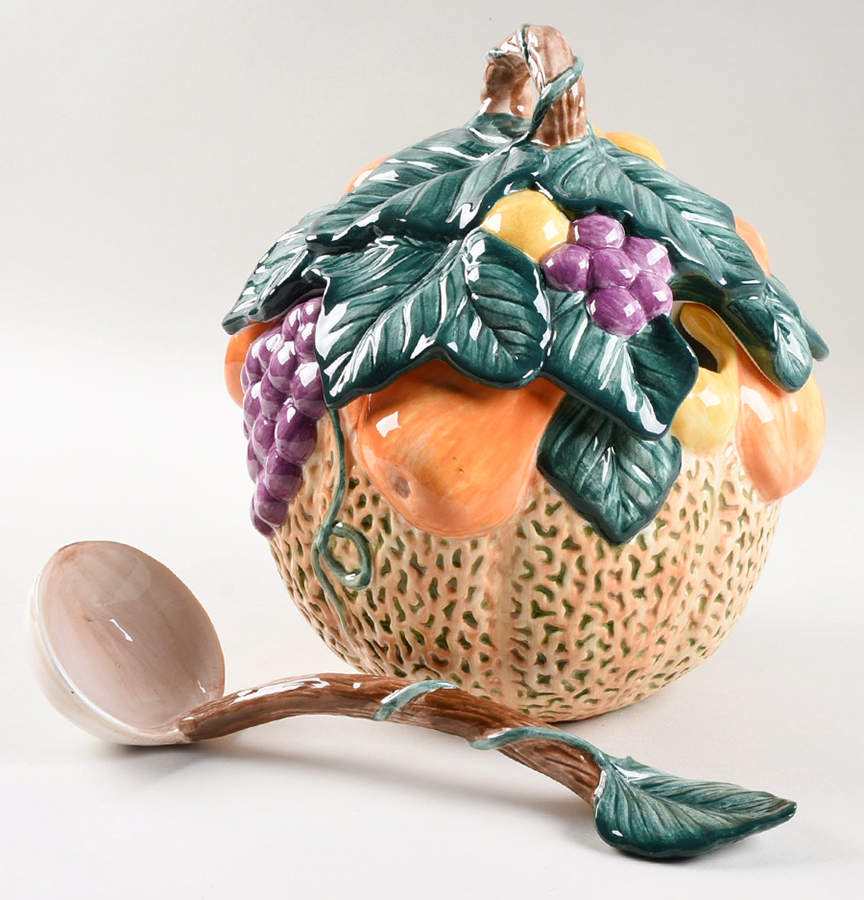 Melons and Fruit Tureen & Lid w/Ladle by Fitz & Floyd-1