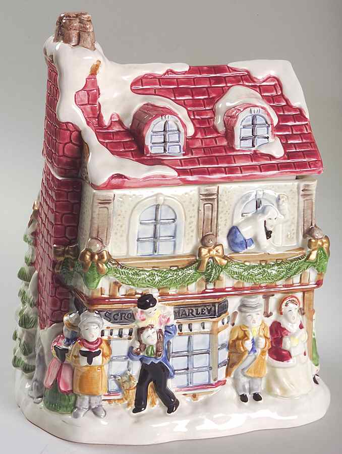 A Dickens Christmas Cookie Jar & Lid by Fitz & Floyd-1