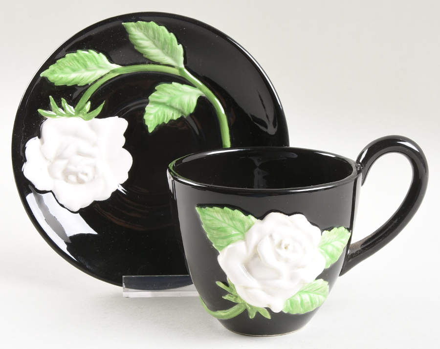 Rose Blanc Flat Cup & Saucer Set by Fitz & Floyd-1