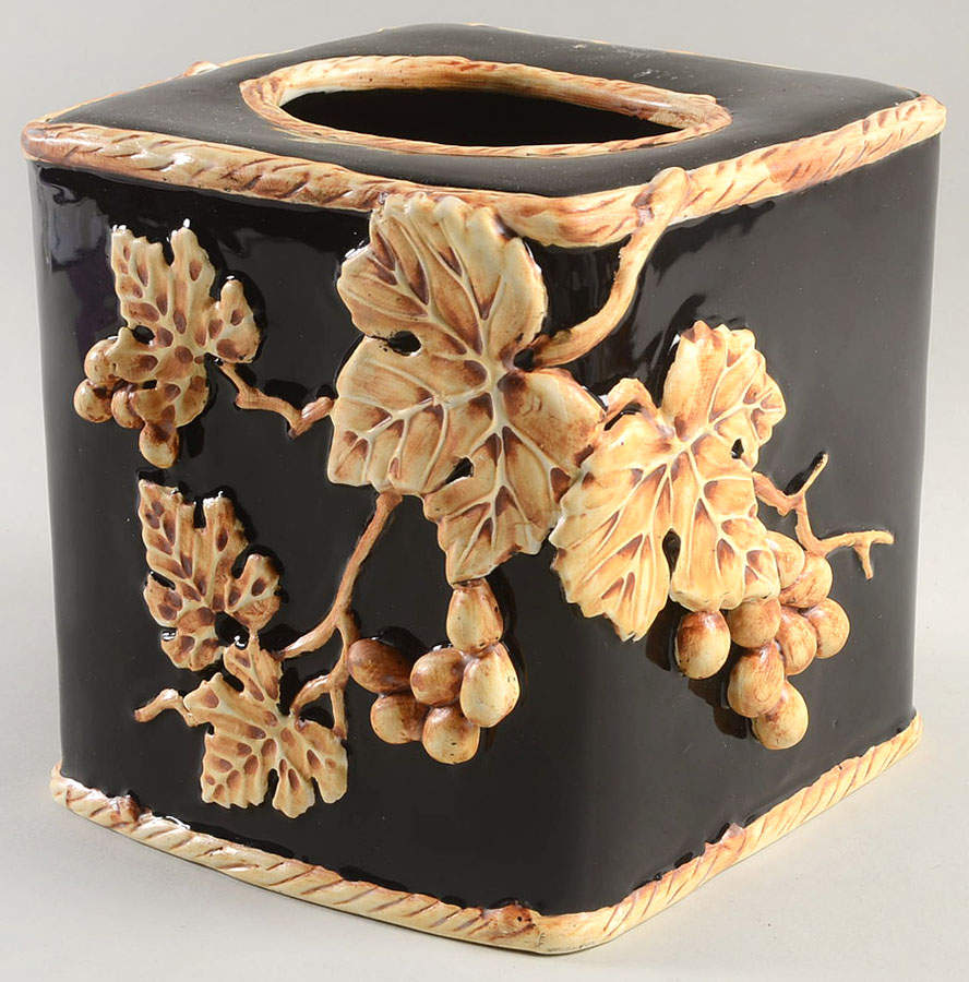 Bordeaux Noir (Earthenware) Square Tissue Box Cover by Fitz & Floyd-1