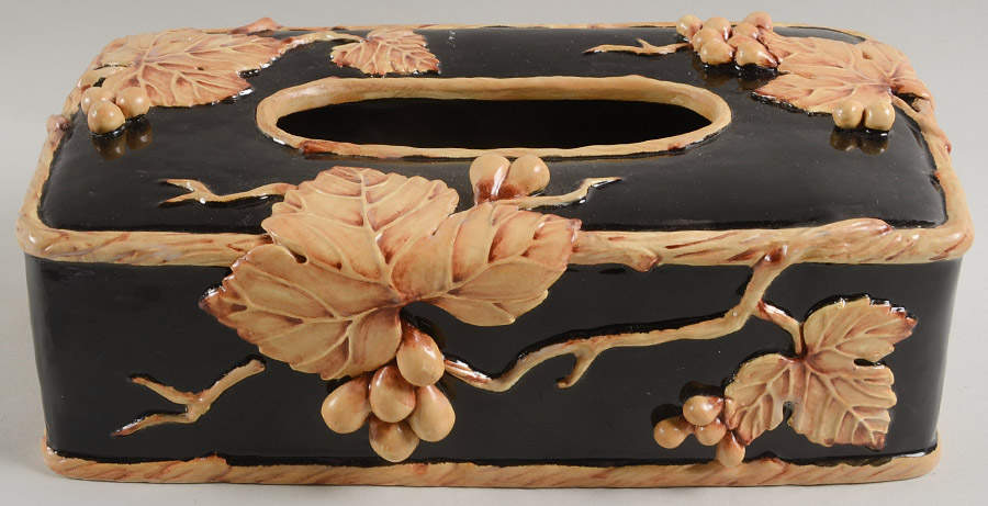 Bordeaux Noir (Earthenware) Rectangular Tissue Box Cover by Fitz & Floyd-1