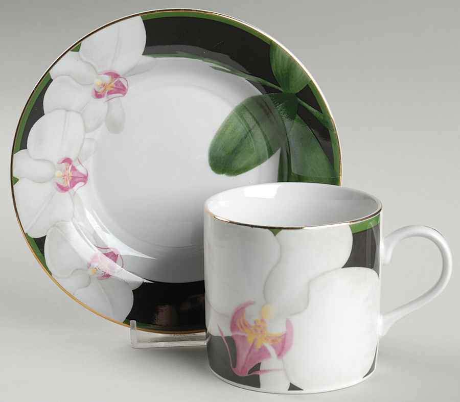WHITE ORCHID Flat Cup & Saucer Set by Fairfield-1