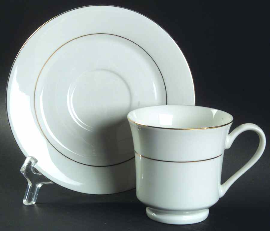 Simplicity Gold (Rim Shape) Footed Cup & Saucer Set by Farberware-1