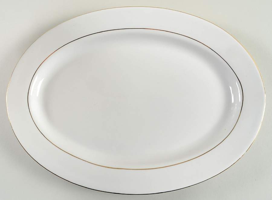 Simplicity Gold (Rim Shape) 13" Oval Serving Platter by Farberware-1