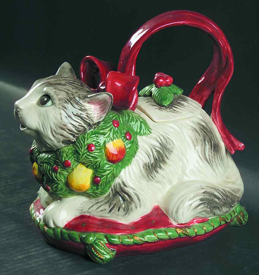 Holiday Cats Teapot & Lid by Fitz & Floyd-1