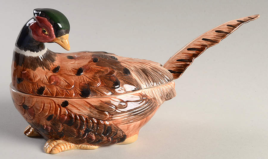 Pheasant Figural Sauce Boat & Lid with Ladle by Fitz and Floyd-1