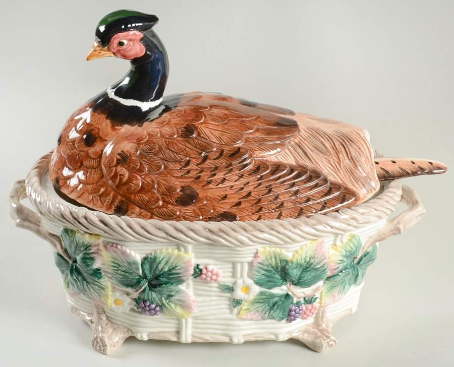 Pheasant Figural Tureen & Lid with Ladle by Fitz and Floyd-1