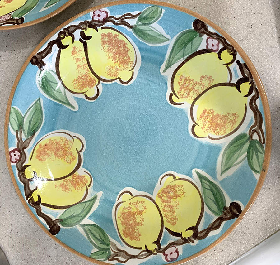 Lemon Turquoise Dinner Plate by Fioriware-1