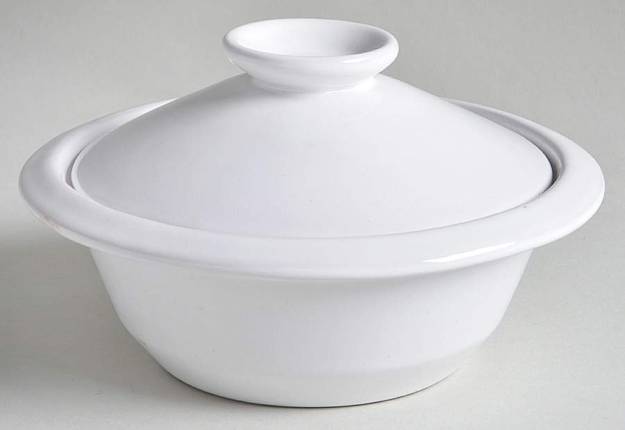Plainsman White Sand Individual Casserole & Lid by Frankoma-1