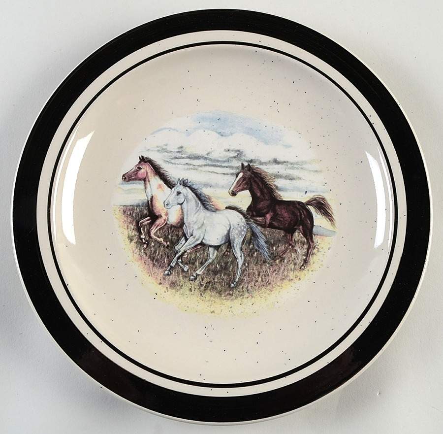 Running Horses Dinner Plate by Folkcraft-1