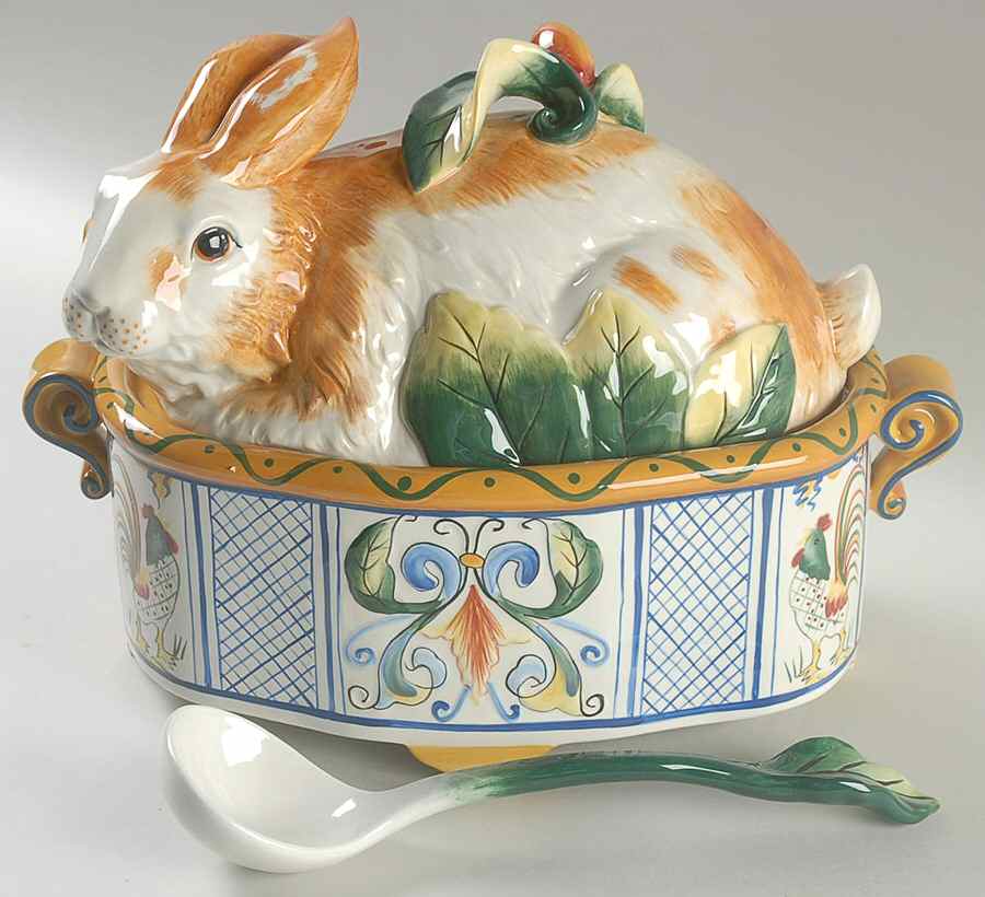 Ricamo Accessories Figural Tureen & Lid with Ladle by Fitz and Floyd-1
