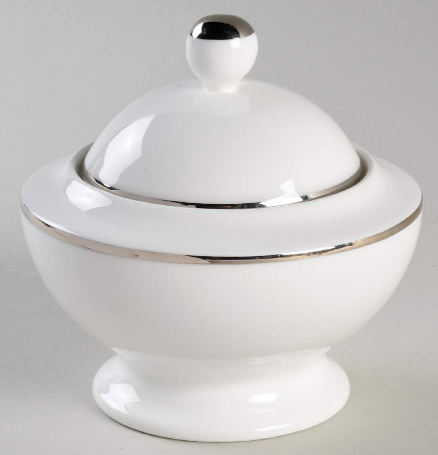 Infinity Platinum Sugar Bowl & Lid by Fitz and Floyd-1