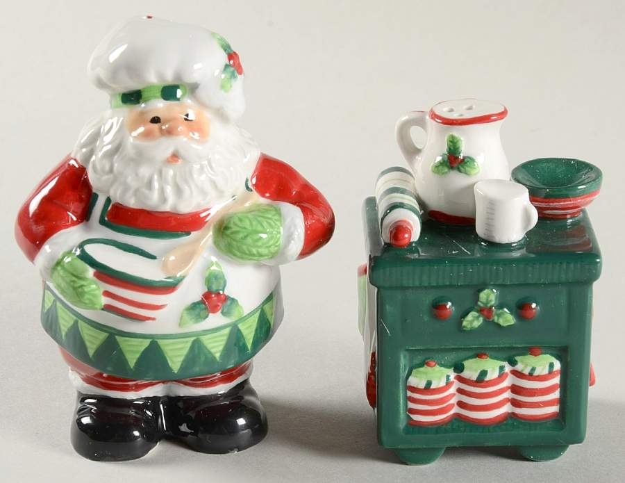 Santa's Kitchen Figural Salt & Pepper Set by Fitz & Floyd-1