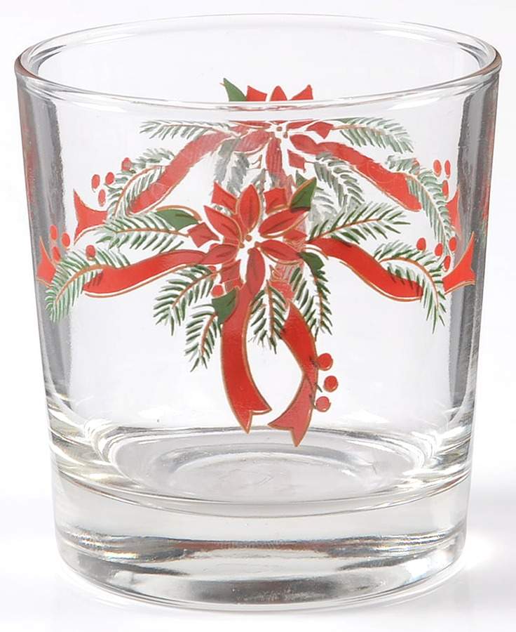 Poinsettia & Ribbons Glassware Old Fashioned by Fine China of China-1