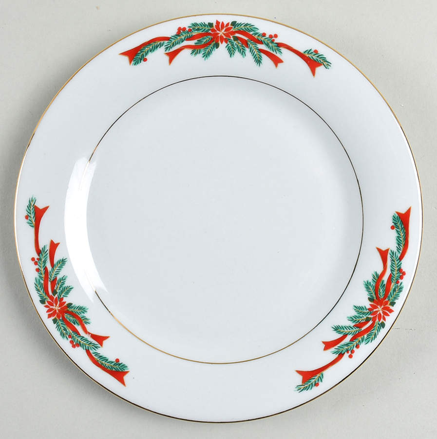 Poinsettia & Ribbons Salad Plate by Fine China of China-1